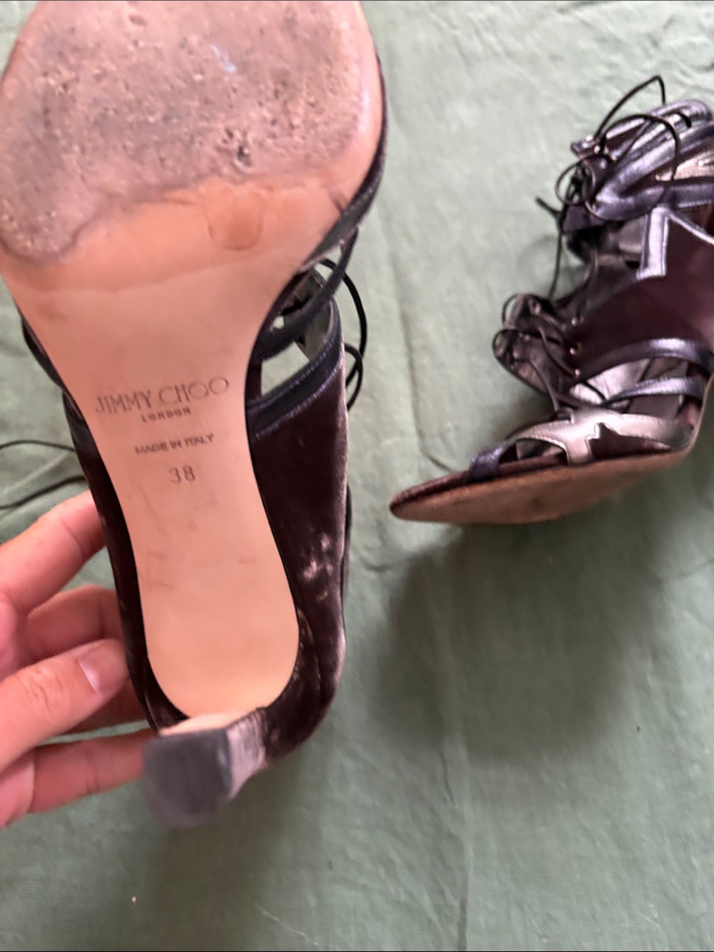 Jimmy Choo | Lace-Up Cutout Heeled Sandals - Picture 3 of 7